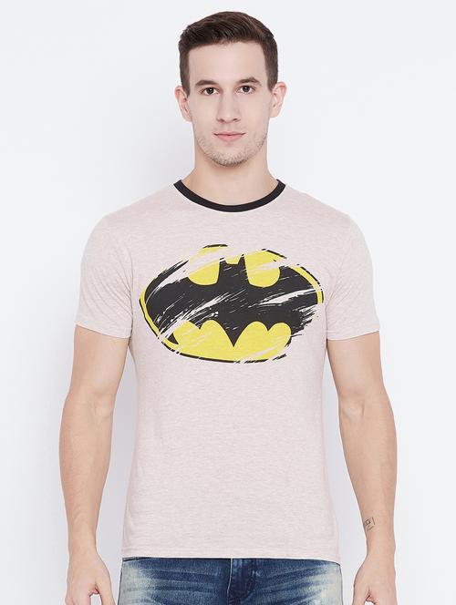 beige cotton chest print t-shirt - 15526766 - Standard Image - 1
