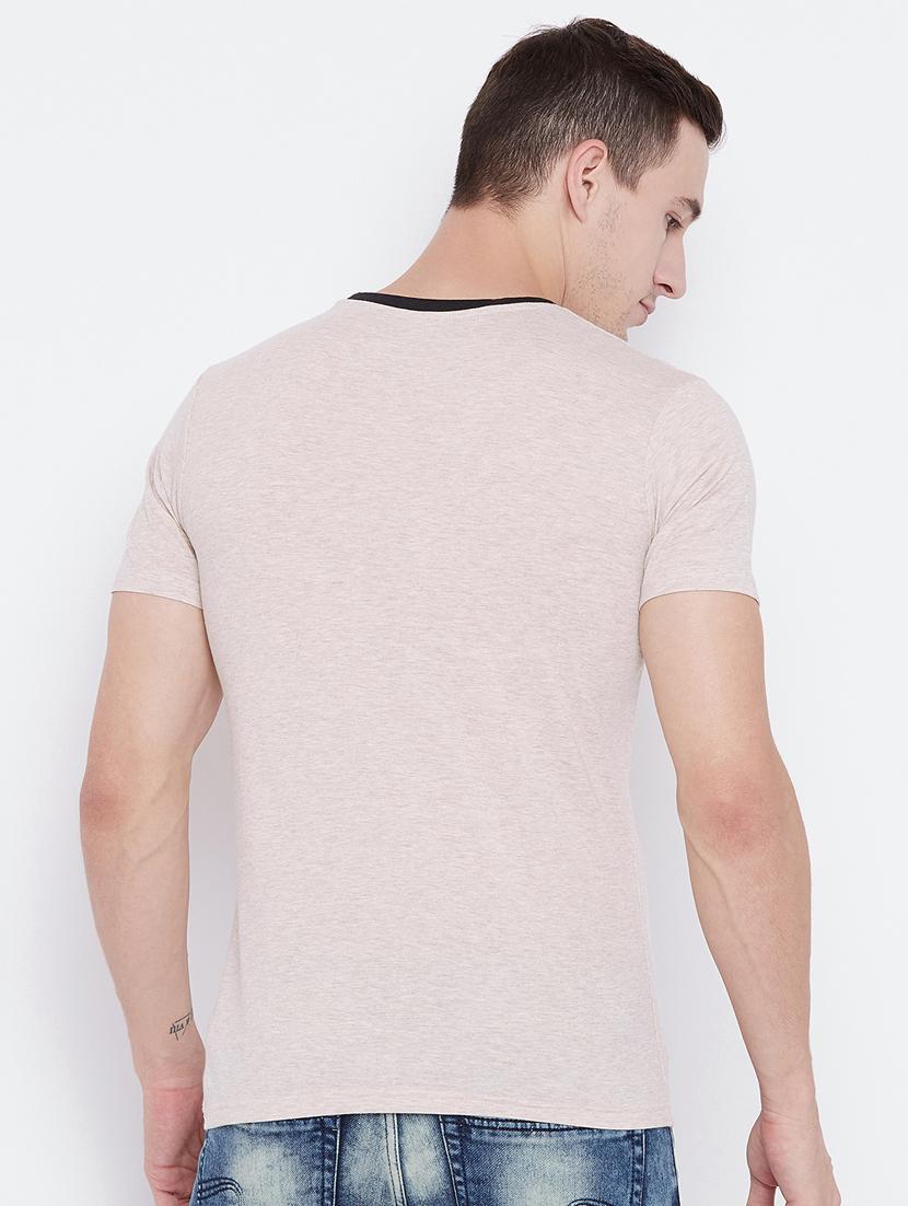 beige cotton chest print t-shirt - 15526766 - Zoom Image - 3