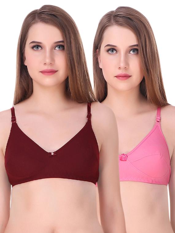 set of 2 bow patch solid bra - 15526864 - Zoom Image - 1
