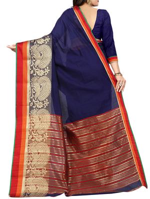 conversational zari border banarasi saree with blouse - 15528187 - Standard Image - 2
