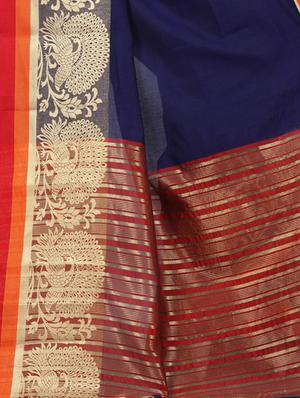 conversational zari border banarasi saree with blouse - 15528187 - Standard Image - 3