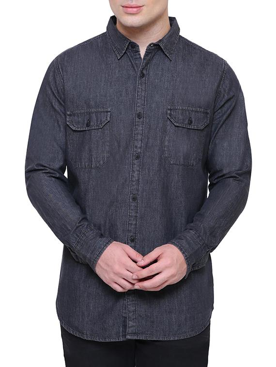 black denim casual shirt - 15528706 - Zoom Image - 1