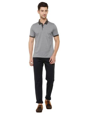 navy blue cotton blend chinos - 15530108 - Standard Image - 3