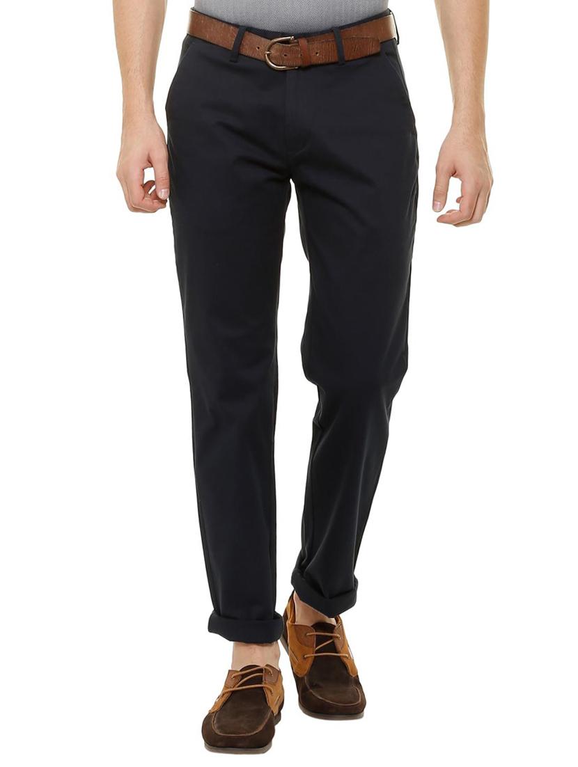 navy blue cotton blend chinos - 15530108 - Zoom Image - 1