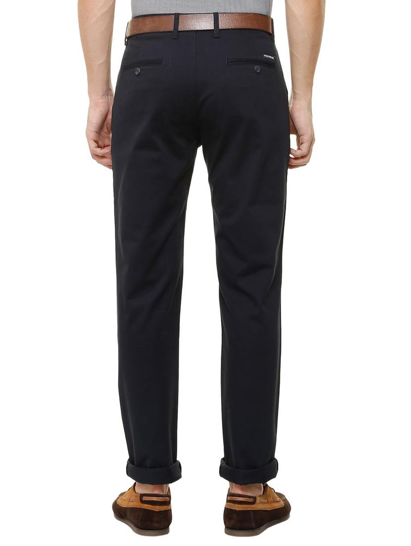 navy blue cotton blend chinos - 15530108 - Zoom Image - 2
