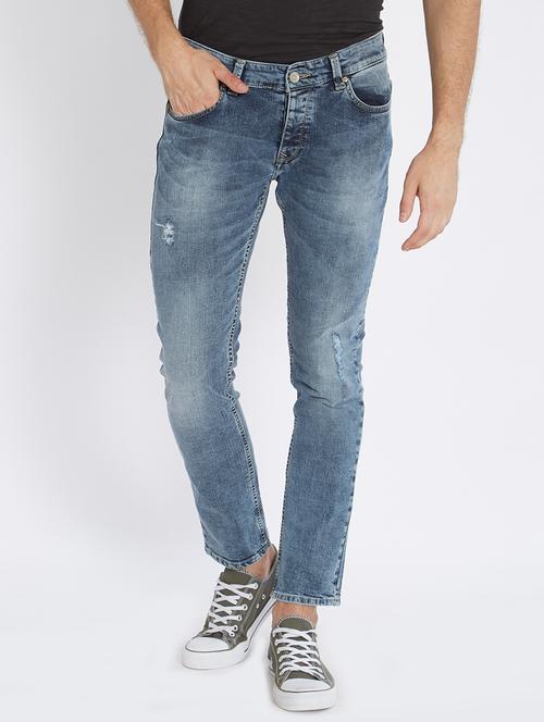 blue cotton ripped jeans - 15530549 - Very Small Image - 1