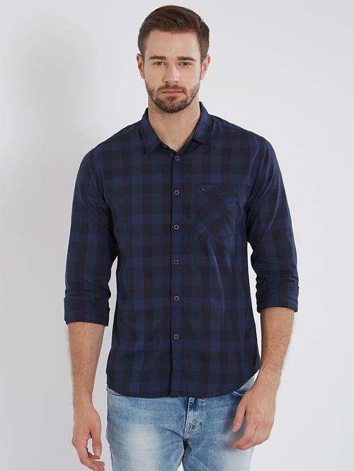 blue cotton casual shirt - 15530567 - Standard Image - 1