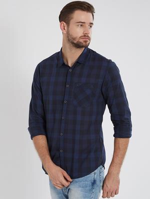 blue cotton casual shirt - 15530567 - Standard Image - 2