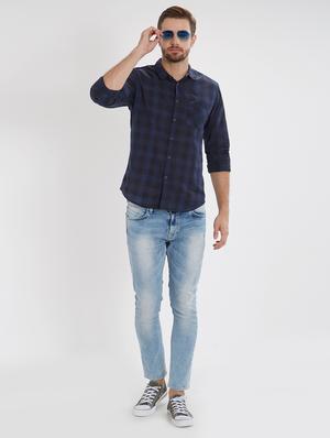 blue cotton casual shirt - 15530567 - Standard Image - 4