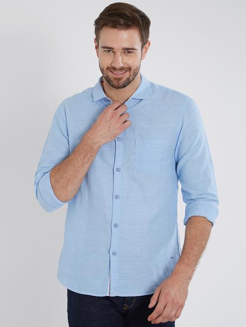 blue cotton casual shirt - 15530569 - Standard Image - 1