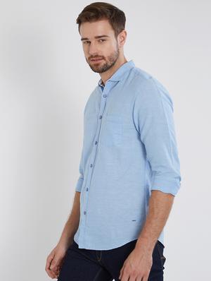 blue cotton casual shirt - 15530569 - Standard Image - 2