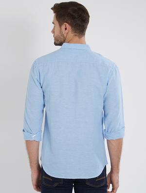 blue cotton casual shirt - 15530569 - Standard Image - 3