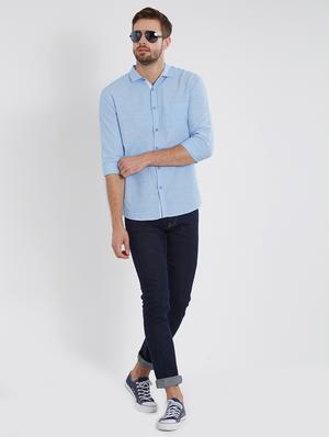 blue cotton casual shirt - 15530569 - Standard Image - 4