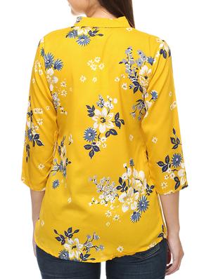 mandarin neck floral shirt - 15531149 - Standard Image - 3