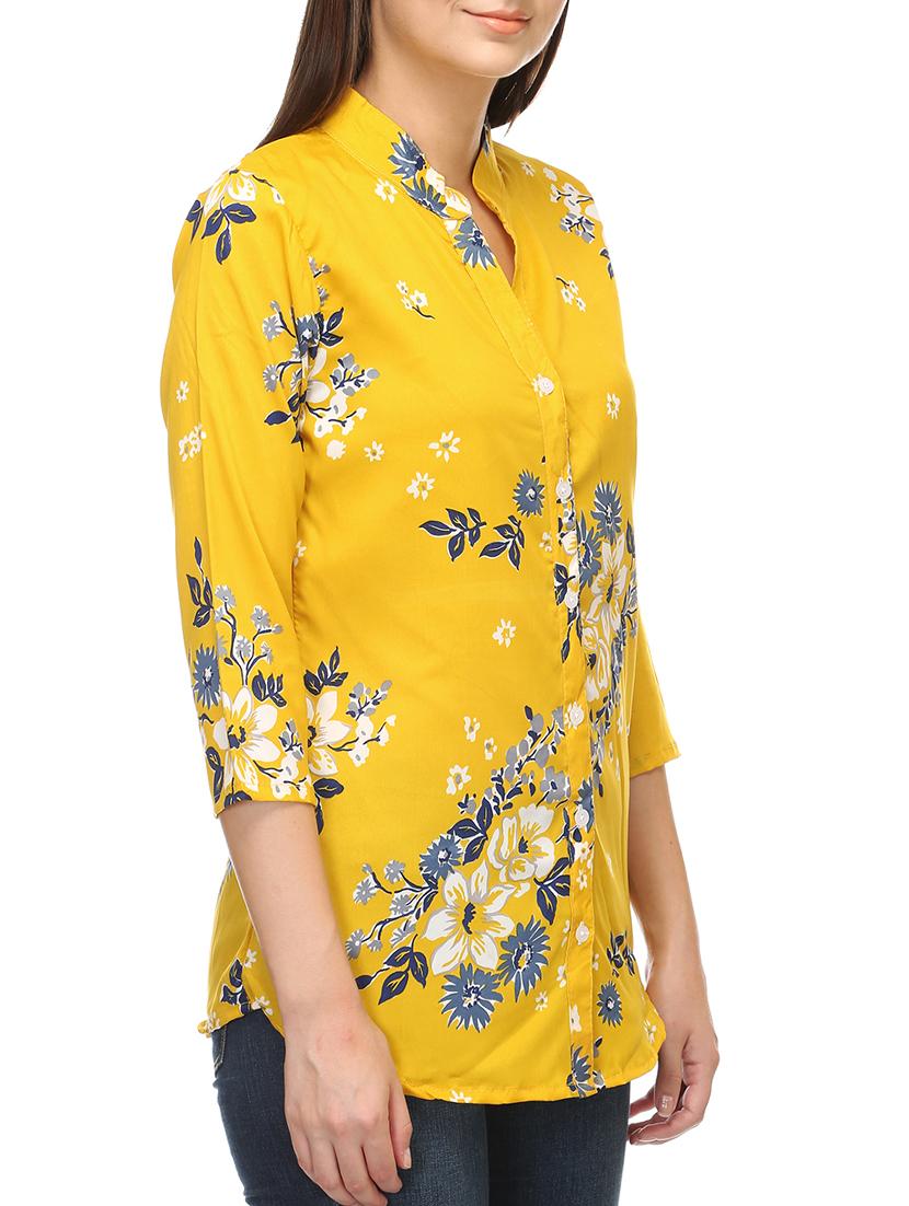 mandarin neck floral shirt - 15531149 - Zoom Image - 2