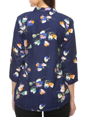mandarin neck floral shirt - 15531152 - Standard Image - 3