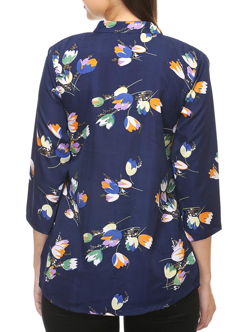 mandarin neck floral shirt - 15531152 - Zoom Image - 3