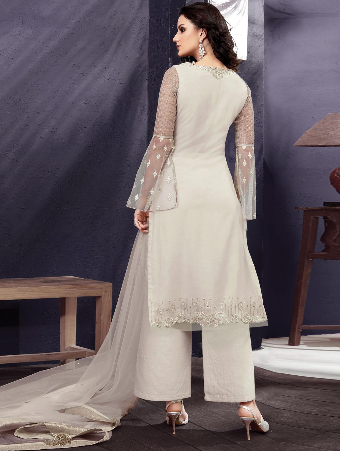 zari embroidered palazzo suit set - 15533016 - Zoom Image - 2
