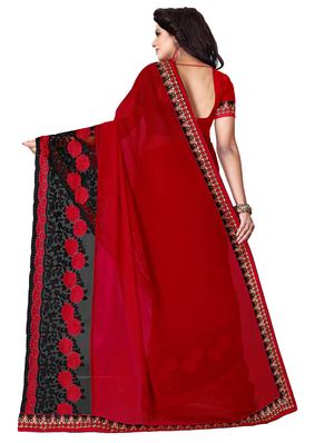 floral dori thread embroidered saree with blouse - 15534791 - Standard Image - 2
