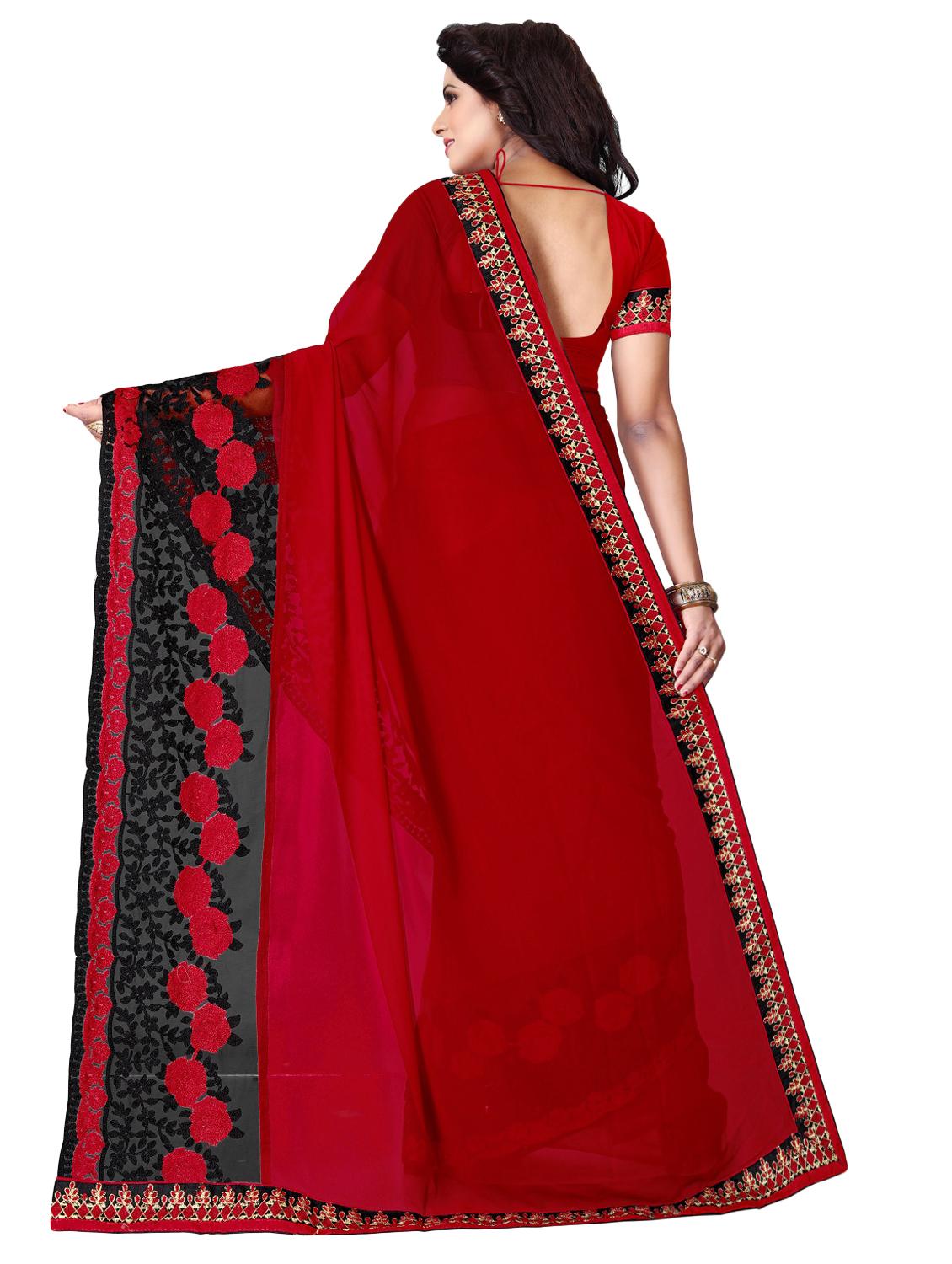 floral dori thread embroidered saree with blouse - 15534791 - Zoom Image - 2