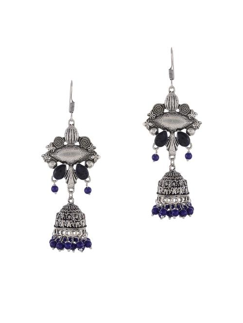 blue silver tone oxidized earrings - 15535351 -  Standard Image - 0