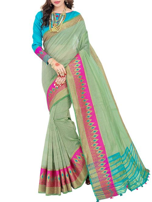 zari bordered saree with blouse - 15535473 - Standard Image - 1