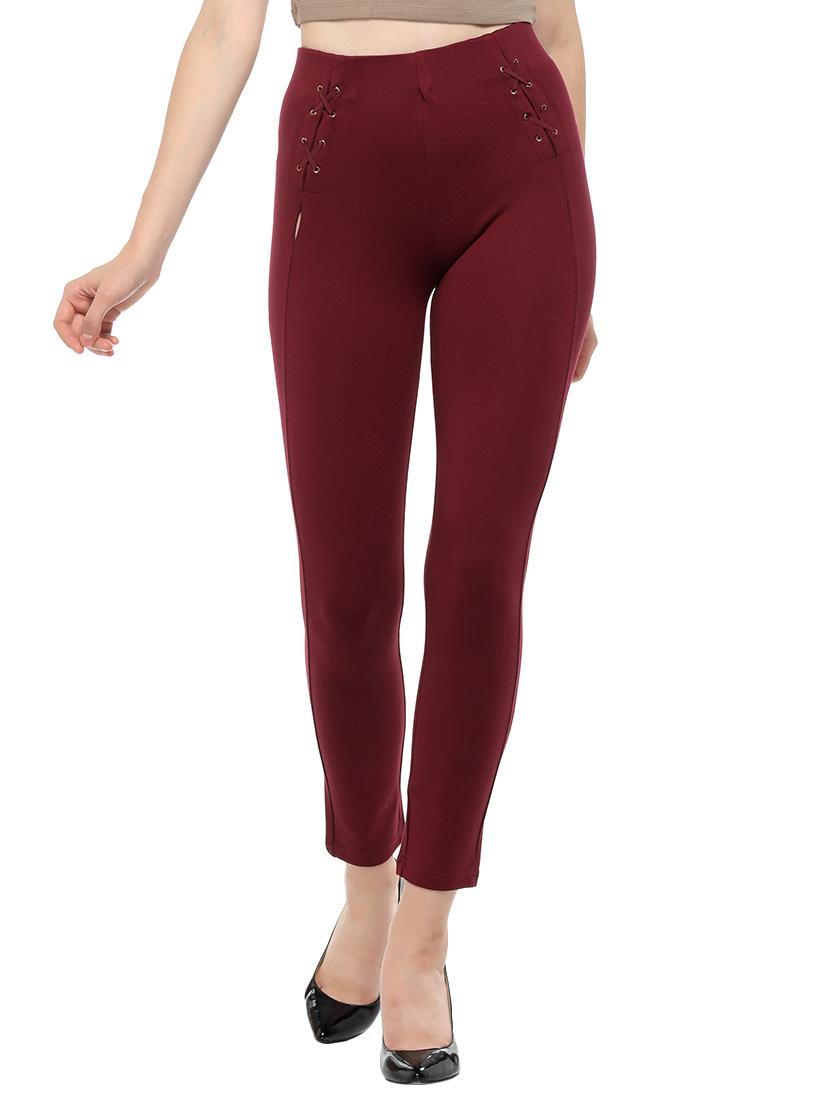 eyelet lace-up solid jegging - 15535694 - Zoom Image - 1