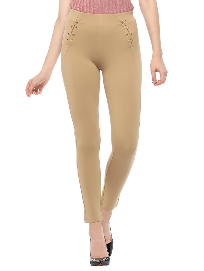 eyelet lace-up solid jegging - 15535695 - Zoom Image - 1