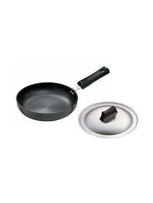 Futura Hard Anodised Frying Pan 22 cm, 4.06 mm (rounded sides) with SS lid (L09) - 15536990 - Standard Image - 1