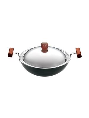 Futura Hard Anodised Deep-Fry Pan 1.5 L, 22 cm, 3.25 mm (Kadhai) with SS lid (L19) - 15536996 - Standard Image - 1