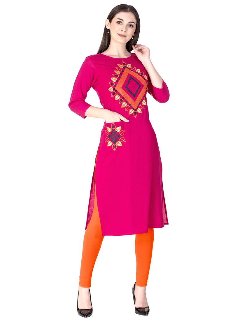 Embroidered straight kurta - 15537408 - Zoom Image - 1