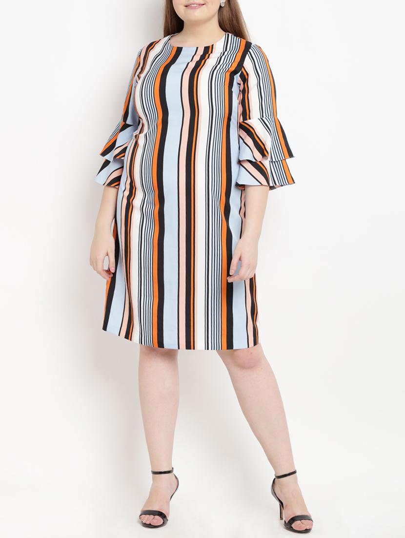 Striped flared sleeved dress - 15538307 - Zoom Image - 1