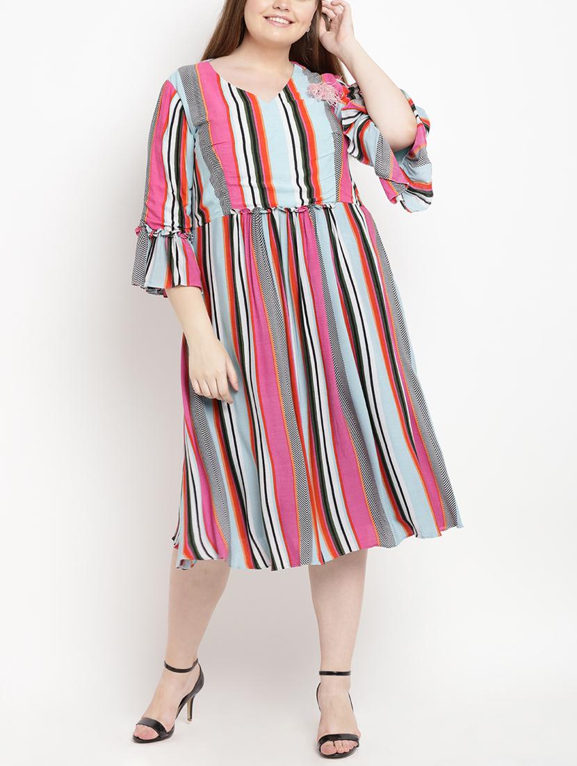 Striped frill detail dress - 15538311 - Zoom Image - 1