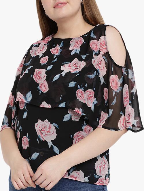 floral cold shoulder top - 15538320 - Standard Image - 1
