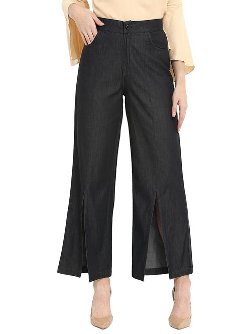 front slit wide leg trousers - 15539453 - Standard Image - 1