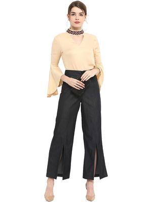 front slit wide leg trousers - 15539453 - Standard Image - 4