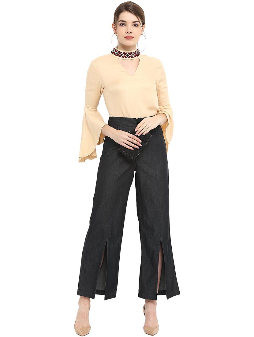 front slit wide leg trousers - 15539453 - Zoom Image - 4