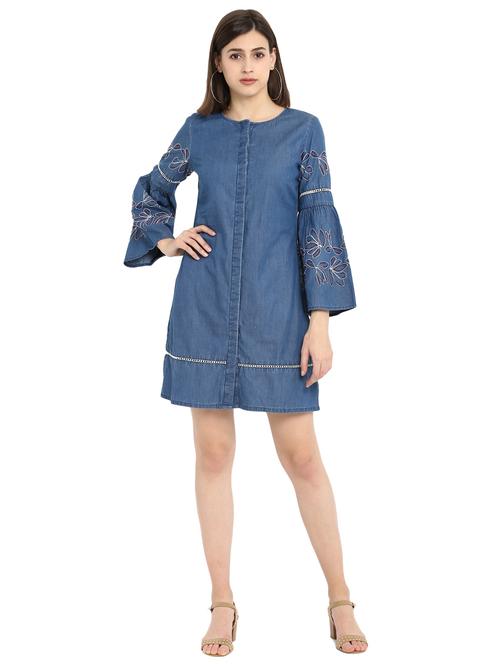 embroidered sleeve detail dress - 15539466 - Standard Image - 1