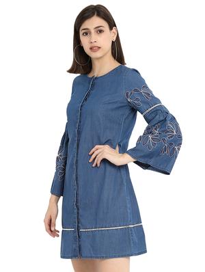 embroidered sleeve detail dress - 15539466 - Standard Image - 3