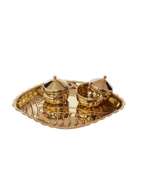 hazel shank karma brass pooja thali set of 1, golden - 15540604 - Standard Image - 1