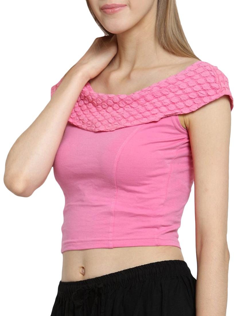 pink cotton lycra solid blouse - 15541149 - Zoom Image - 2