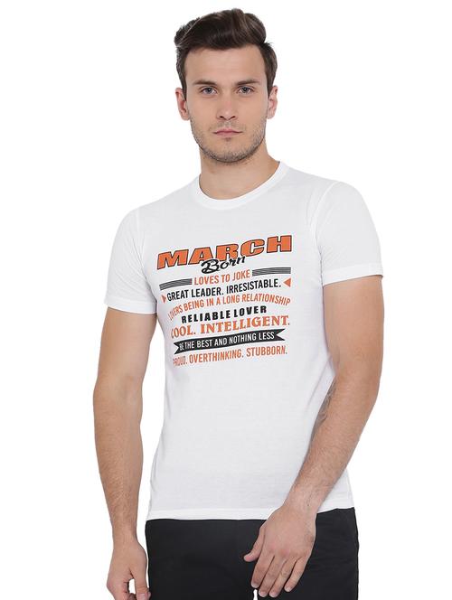 white cotton blend chest print t-shirt - 15541165 - Standard Image - 1