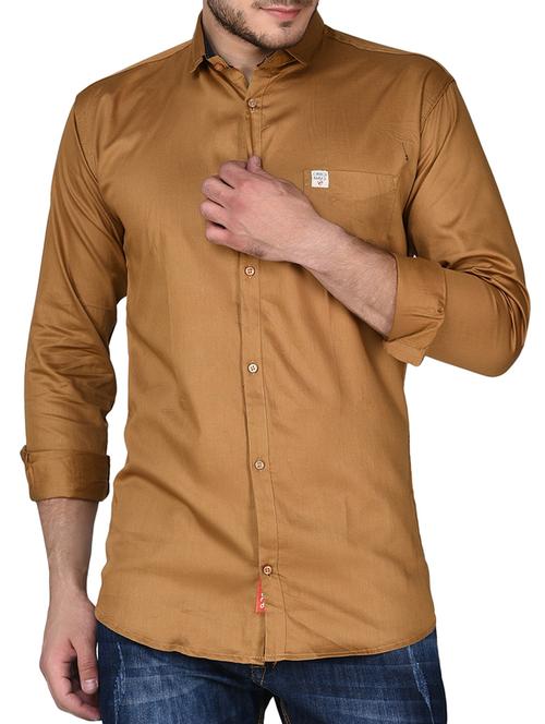 brown cotton casual shirt - 15541940 - Standard Image - 1