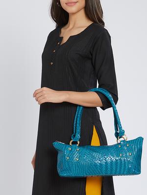 blue leatherette (pu) regular handbag - 15542751 - Standard Image - 5