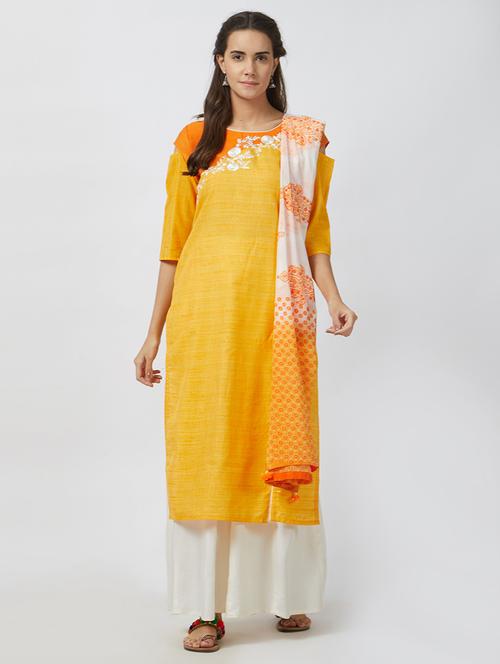 Embroidered kurta palazzo with dupatta suit set - 15544130 - Very Small Image - 1