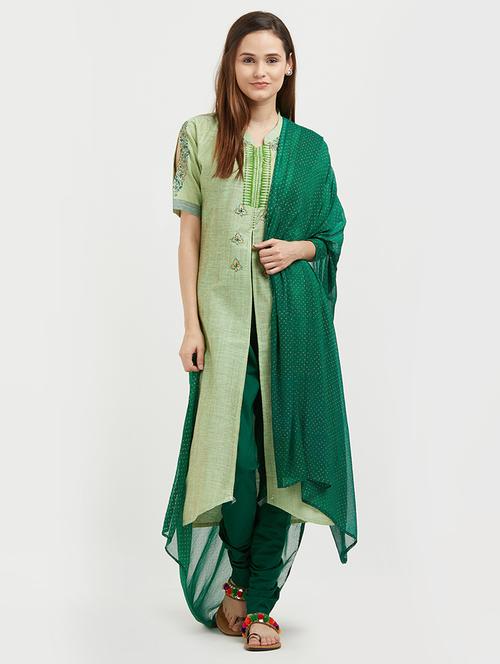 embroidered asymmetric churidaar suit - 15544137 - Standard Image - 1