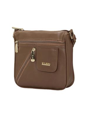brown leatherette (pu) messenger sling bag - 15544305 - Standard Image - 4