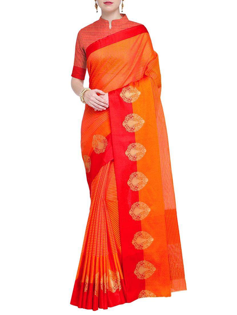 stripes woven saree with blouse - 15544367 - Zoom Image - 1