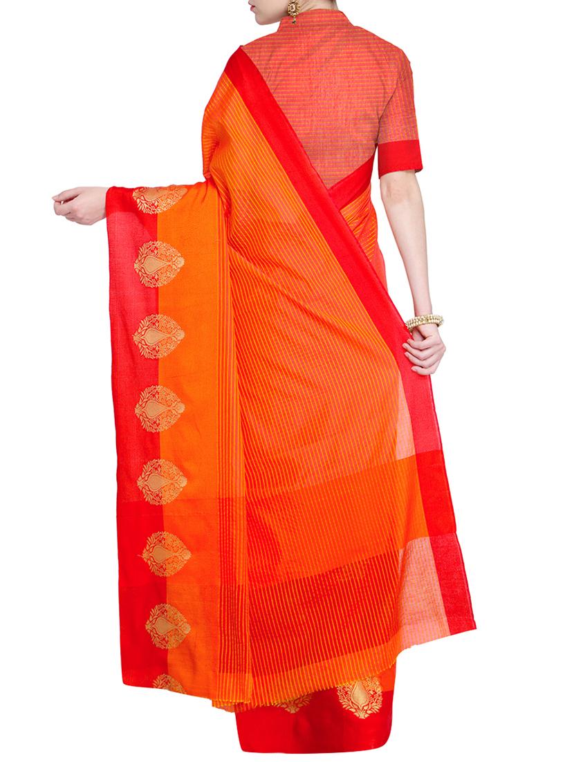 stripes woven saree with blouse - 15544367 - Zoom Image - 2