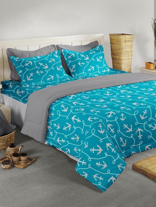 100% Cotton Printed Double Bedsheet With 2 pillow covers. - 15544504 - Very Small Image - 1